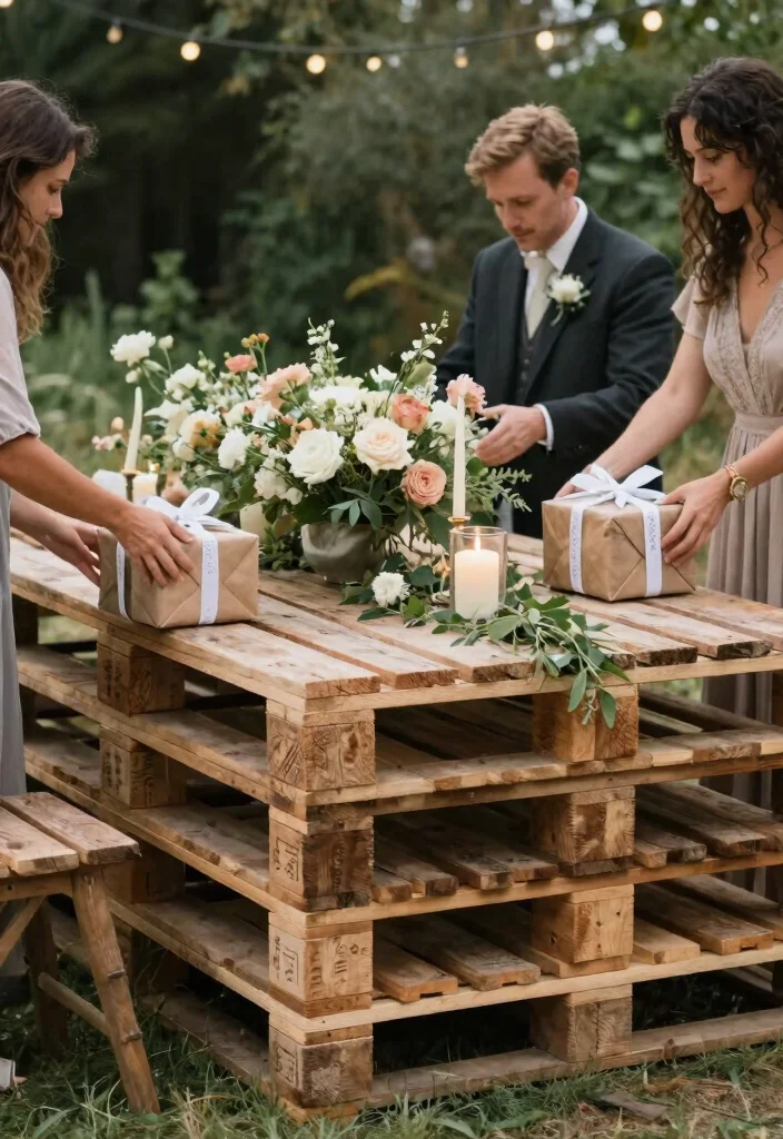 18 Pallet Wedding Ideas That Feel Rustic And Creative - 15. Pallet Gift Table 1