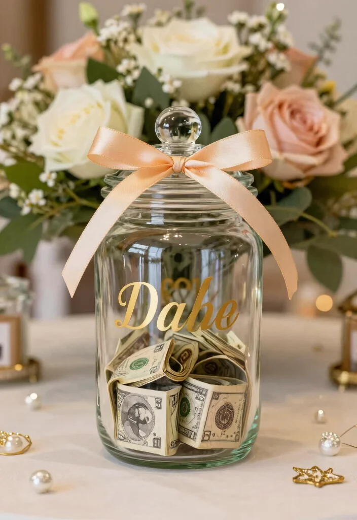 18 Quince Money Box Ideas That Look Elegant And Fun - 18. Personalized Glass Jar Box 1