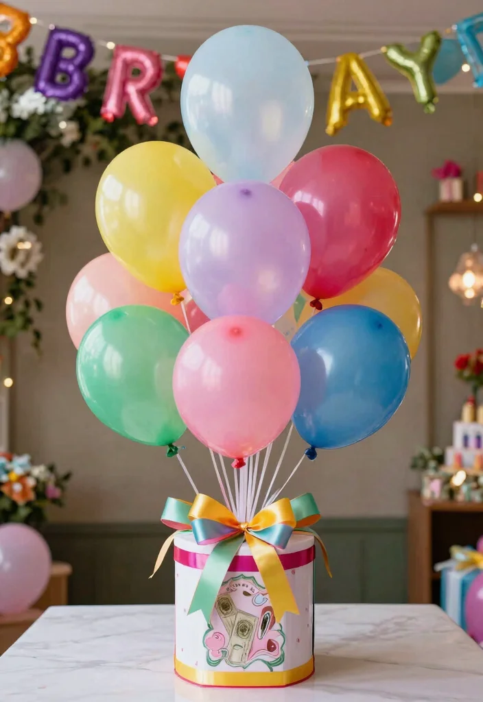 18 Quince Money Box Ideas That Look Elegant And Fun - 9. Colorful Balloon Box 1