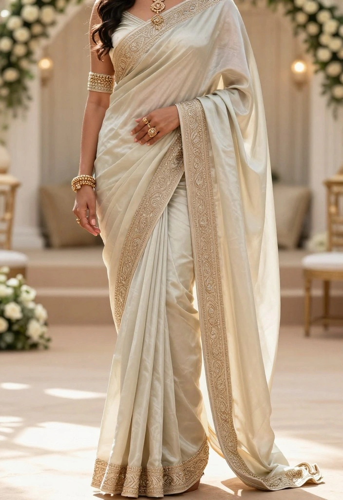 18 Saree Decoration Ideas For Elegant Functions - 1. Embellished Borders: A Classic Twist 1
