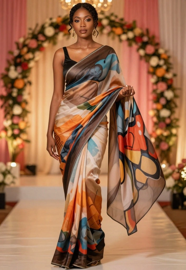 18 Saree Decoration Ideas For Elegant Functions - 10. Artistic Draping Styles: Think Outside the Box 1