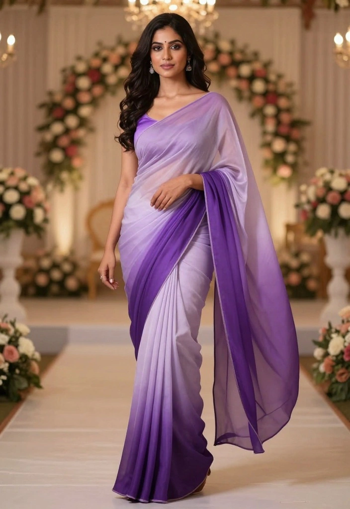 18 Saree Decoration Ideas For Elegant Functions - 12. The Classic Ombre Effect: A Gradation of Colors 1