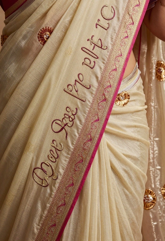 18 Saree Decoration Ideas For Elegant Functions - 15. Personalized Embroidery: Wear Your Story 1