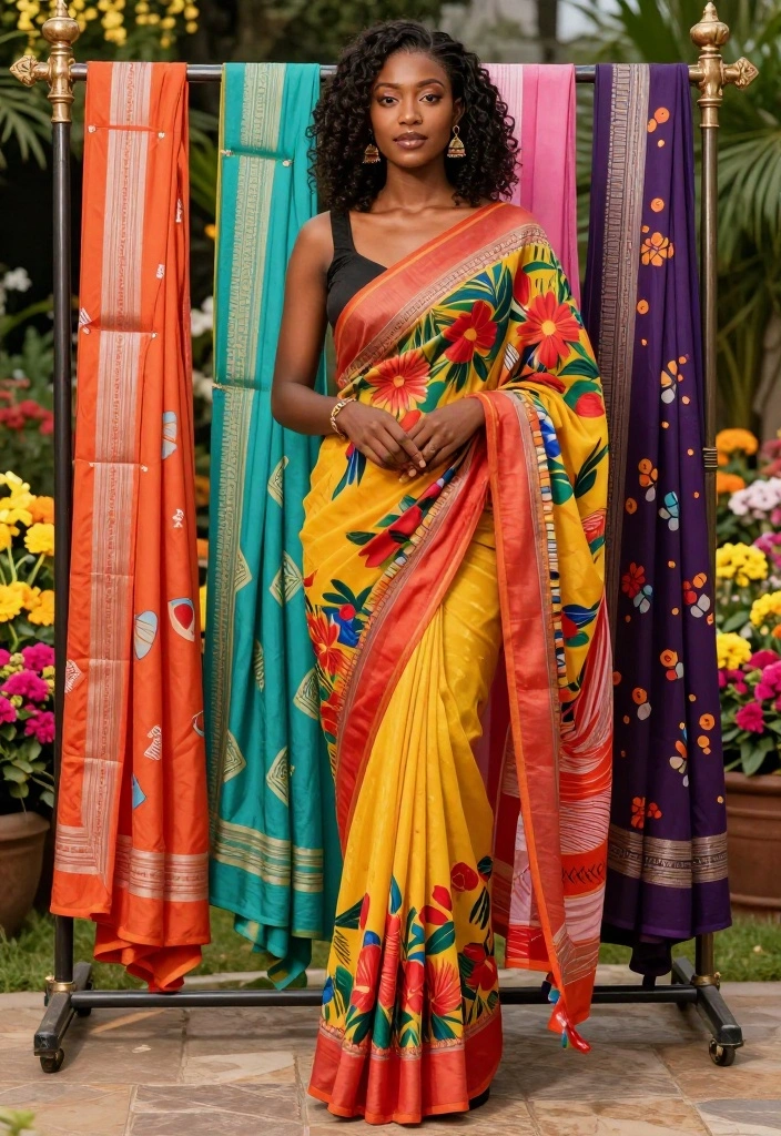 18 Saree Decoration Ideas For Elegant Functions - 8. Colorful Prints: Bold and Beautiful 1