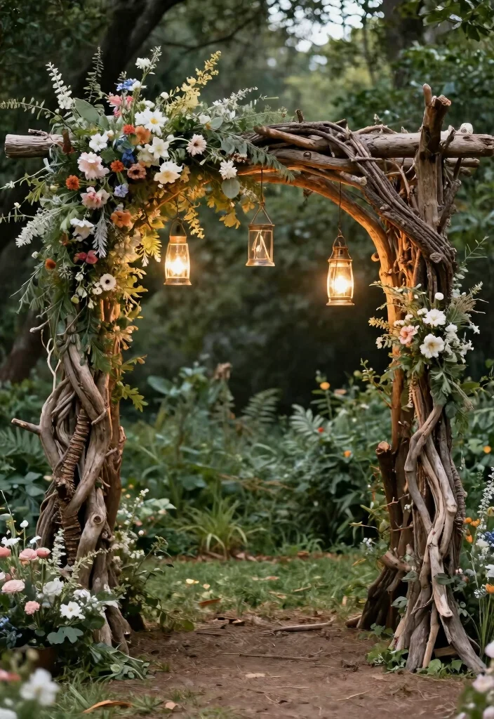 18 Viking Wedding Ideas With Ancient Romance - 2. Rustic Viking Ceremony Arch 1
