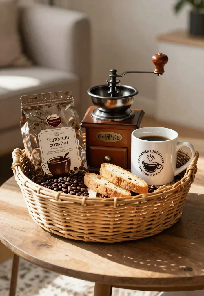 18 Wedding Basket Gift Ideas That Impress Couples - 14. Artisanal Coffee Basket 1