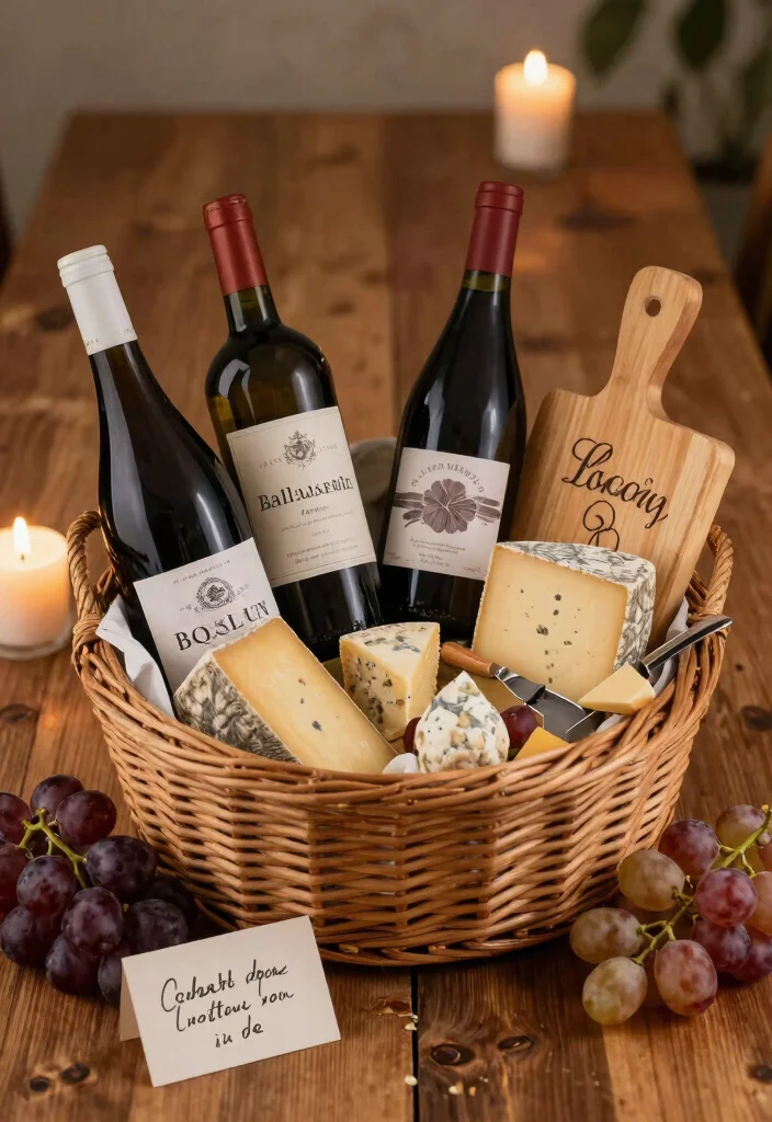 18 Wedding Basket Gift Ideas That Impress Couples - 4. Personalized Wine and Cheese Basket 1
