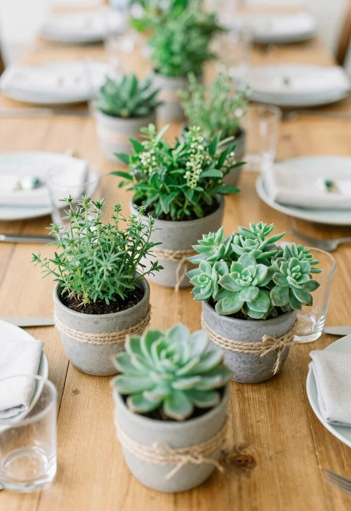 18 Wedding Decor Ideas That Transform Any Venue - 2. Potted Plants as Centerpieces 1