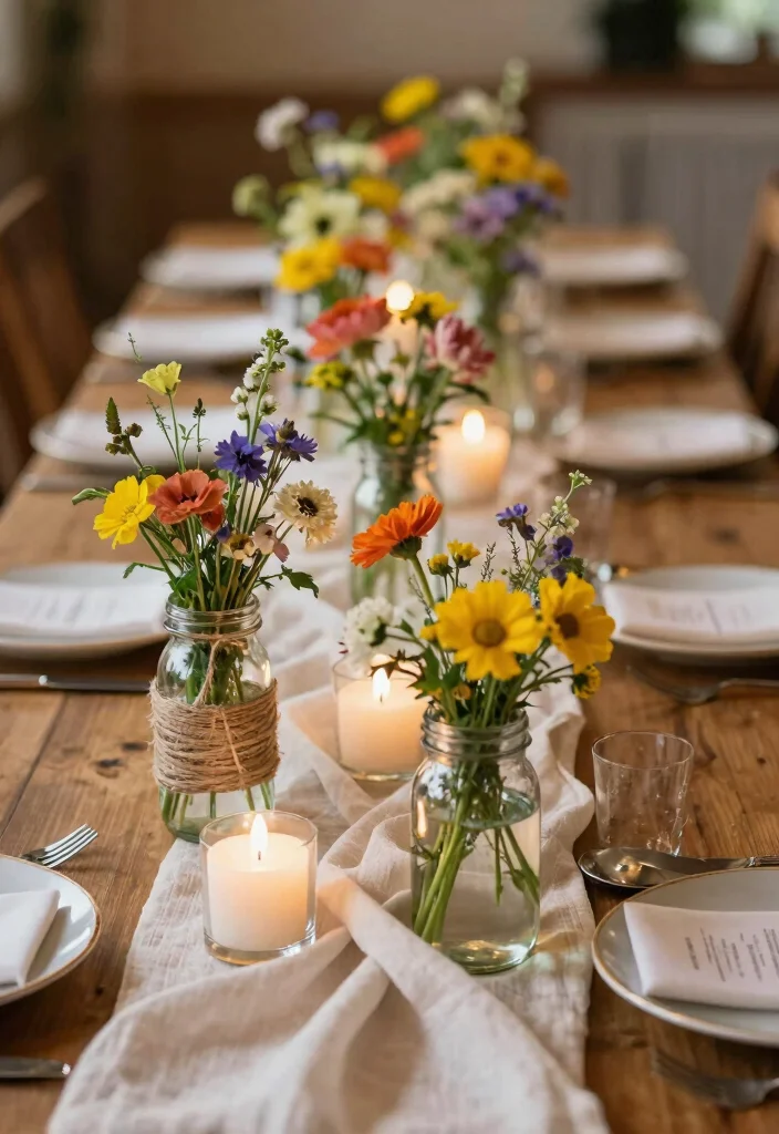 18 Wedding Decor Ideas That Transform Any Venue - 3. Upcycled Glass Jar Vases 1