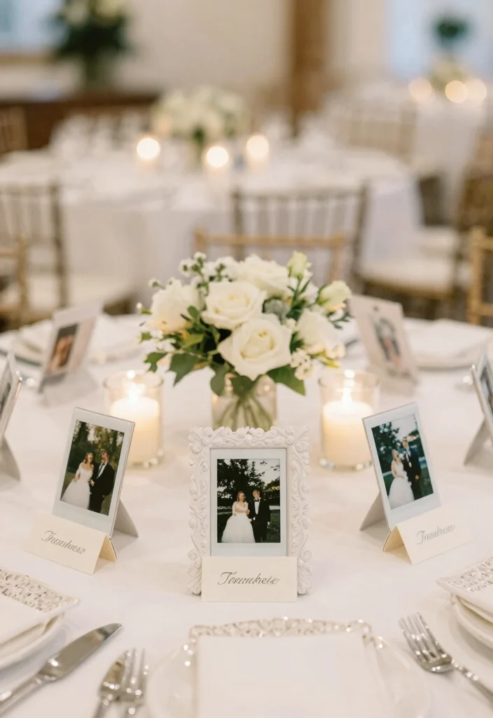18 Wedding Polaroid Ideas For Fun Guest Memories - 6. Instant Photo Accents on Tables 1