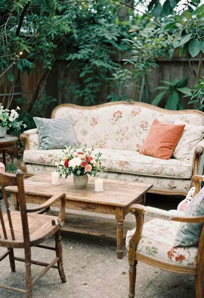 19 Backyard Wedding Ideas That Feel Romantic and Laid-Back - 4. Vintage Furniture Rentals 1