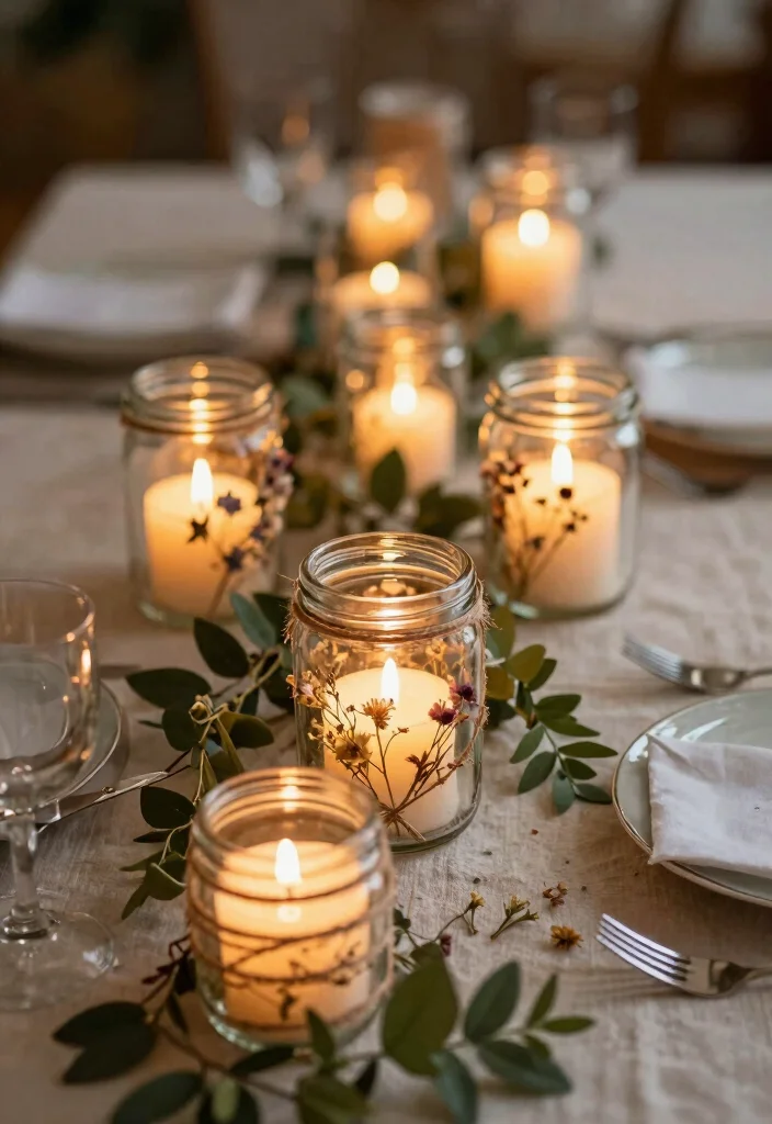 19 Bride to Be Decoration Ideas That Feel Special - 8. Glass Jar Candle Holders 1