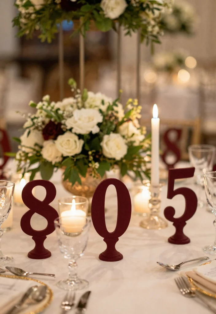 19 Burgundy Wedding Ideas That Feel Warm and Elegant - 10. Burgundy Table Numbers 1