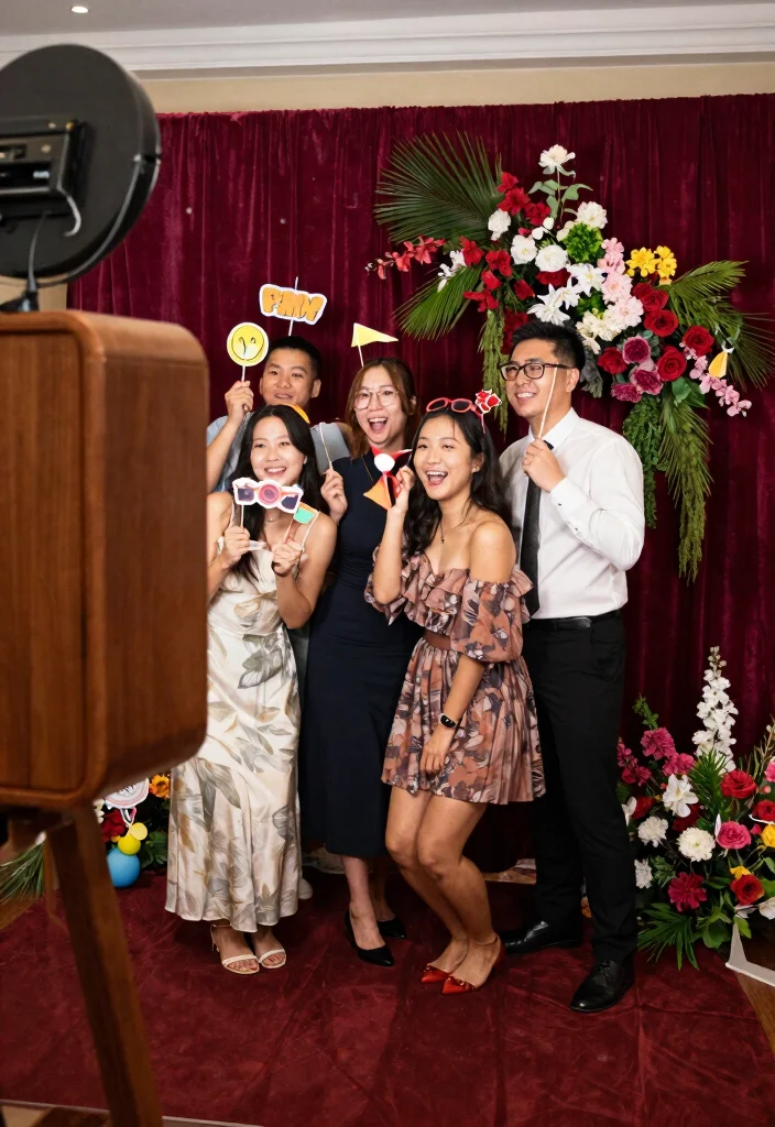 19 Burgundy Wedding Ideas That Feel Warm and Elegant - 12. Burgundy Photo Booth Backdrop 1