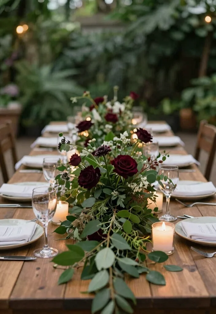 19 Burgundy Wedding Ideas That Feel Warm and Elegant - 15. Burgundy and Greenery Decorations 1