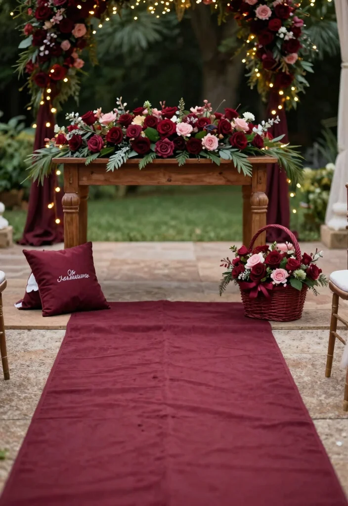19 Burgundy Wedding Ideas That Feel Warm and Elegant - 18. Burgundy Ceremony Accessories 1