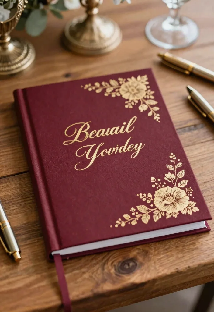 19 Burgundy Wedding Ideas That Feel Warm and Elegant - 19. Burgundy Guest Book 1
