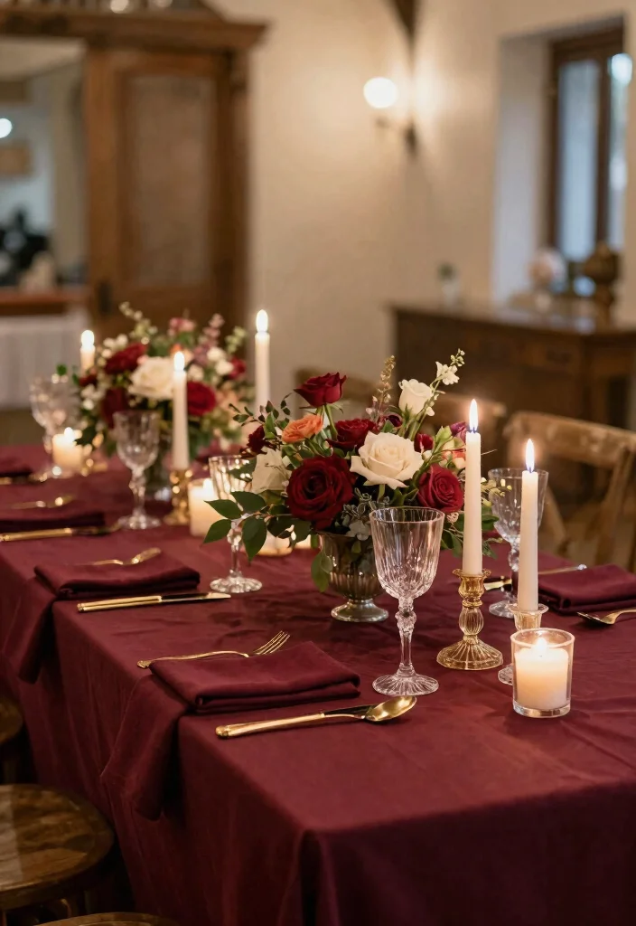19 Burgundy Wedding Ideas That Feel Warm and Elegant - 6. Burgundy Table Settings 1