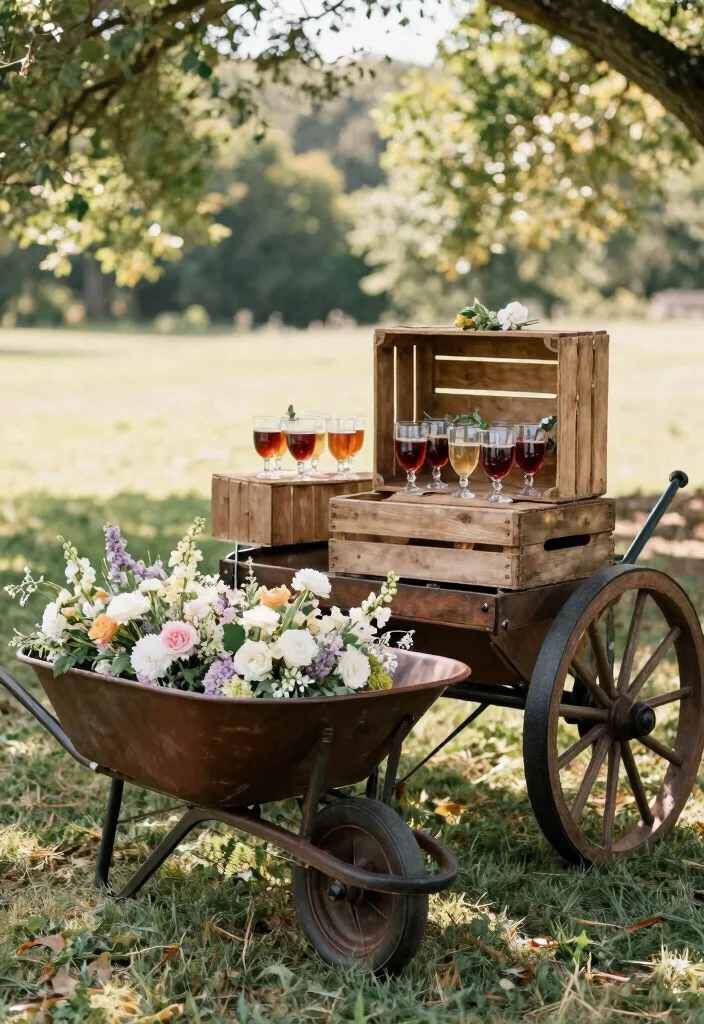 19 Country Wedding Ideas That Feel Rustic and Real - 12. Antique Farm Equipment Decor 1