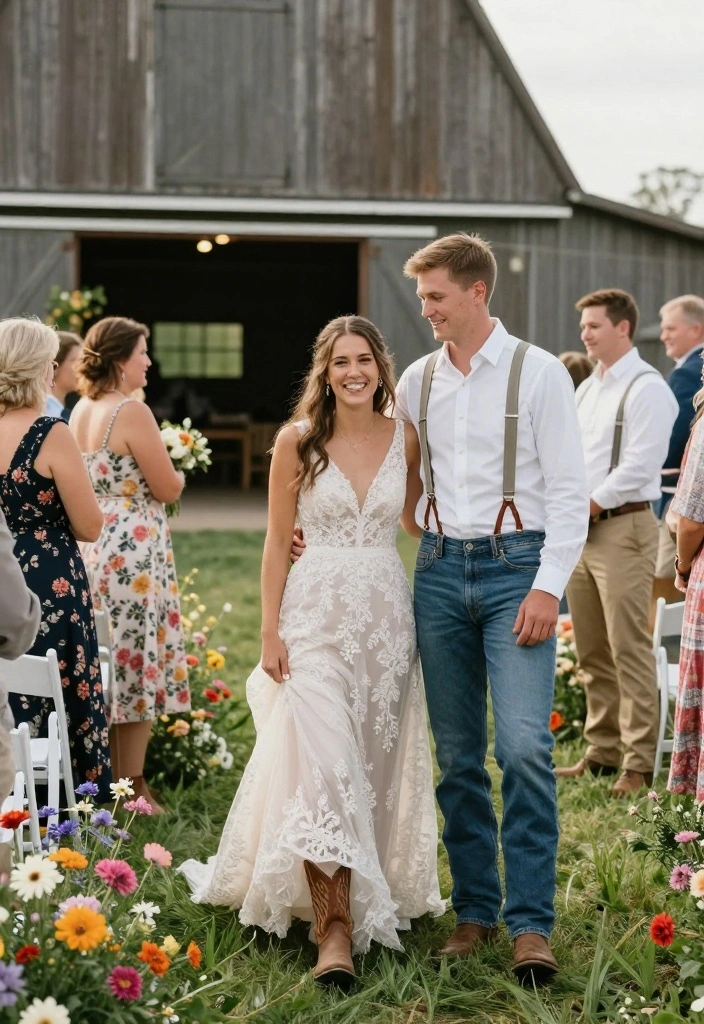 19 Country Wedding Ideas That Feel Rustic and Real - 2. Lace and Denim Attire 1