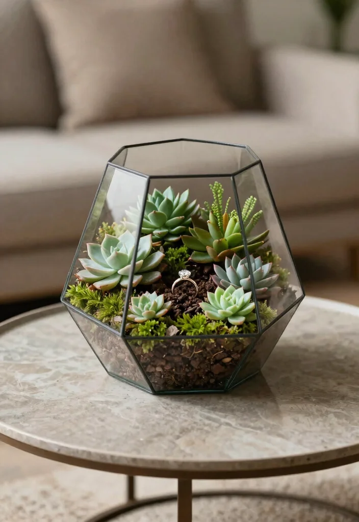 19 Engagement Ring Box Ideas That Add The Perfect Touch - 4. Geometric Terrarium Box 1