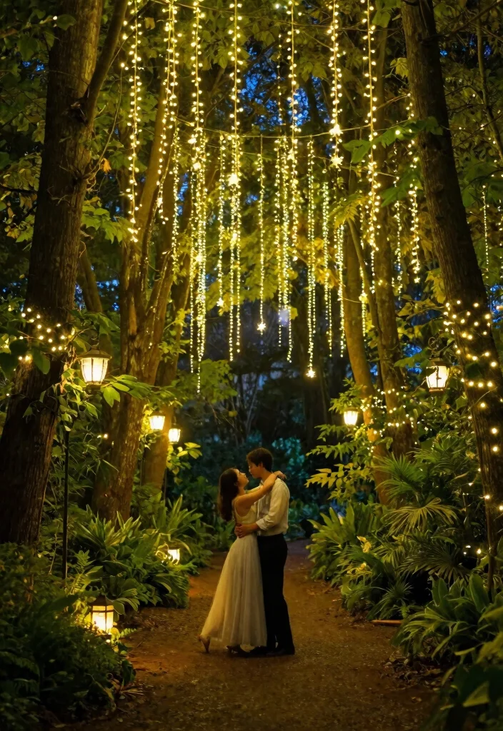 19 Forest Wedding Ideas That Feel Magical and Natural - 14. Fairy Lights and Lanterns 1