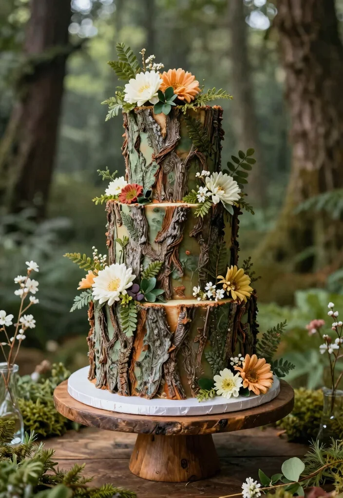 19 Forest Wedding Ideas That Feel Magical and Natural - 5. Forest-Inspired Cake Designs 1