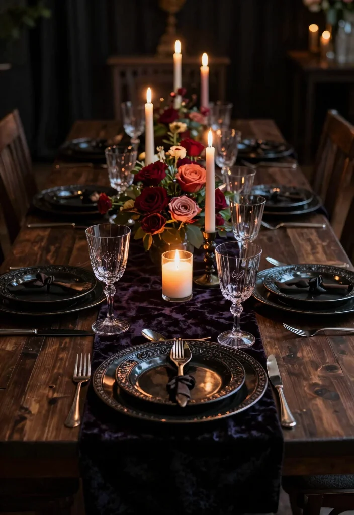 19 Goth Wedding Ideas That Feel Dramatic and Unique - 12. Bold Table Settings 1