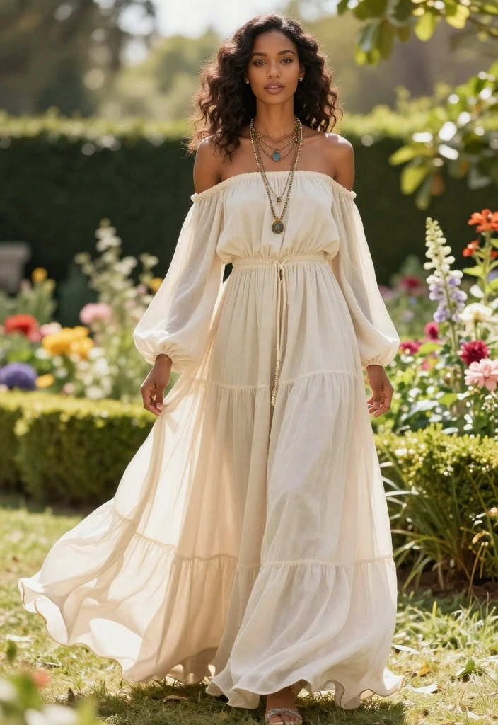 19 Graduation Dress Ideas That Celebrate Your Big Day - 2. Off-the-Shoulder Boho Dress 1