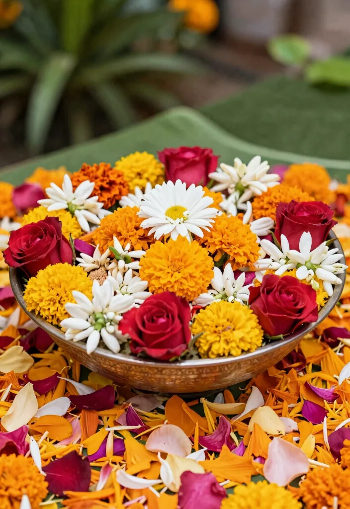 19 Haldi Bowl Decoration Ideas That Look Festive - 3. Fresh Flower Arrangements 1