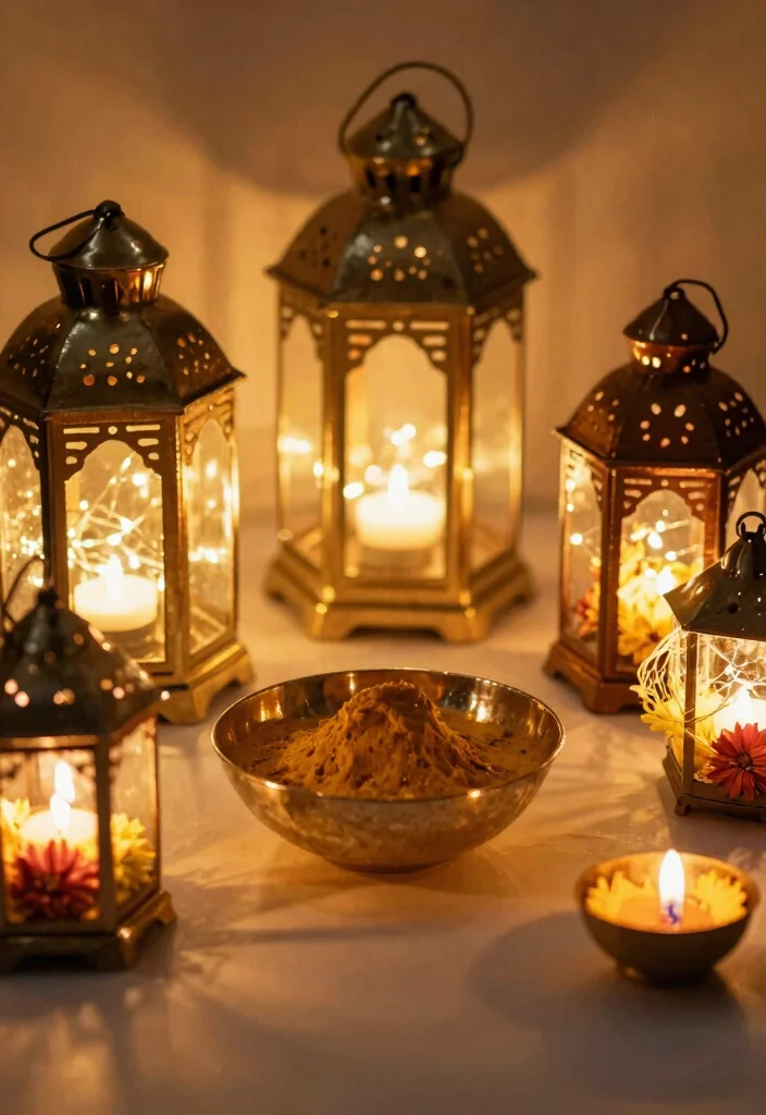 19 Haldi Bowl Decoration Ideas That Look Festive - 6. Creative Lantern Decor 1