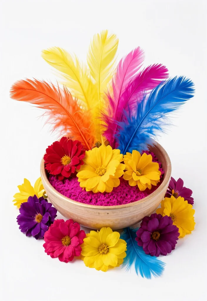 19 Haldi Bowl Decoration Ideas That Look Festive - 8. Whimsical Feather Touches 1