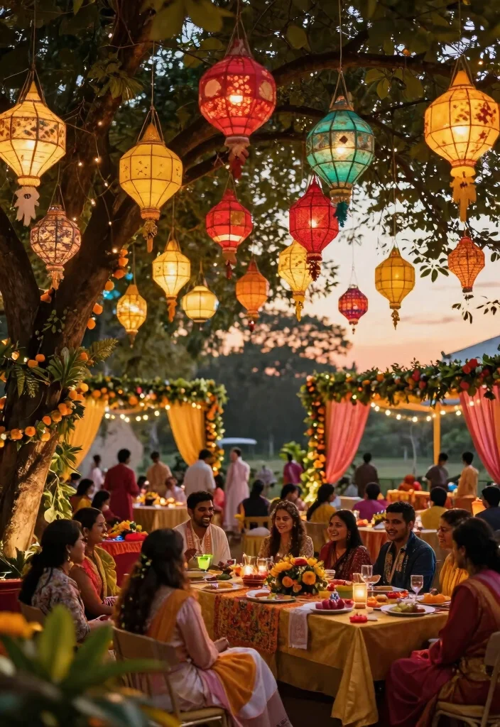 19 Haldi Decoration Ideas That Are Bright and Joyful - 12. Colorful Lanterns 1