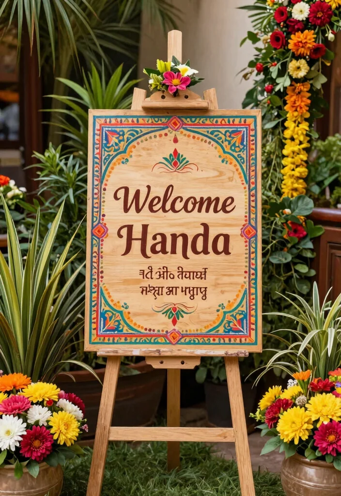 19 Haldi Decoration Ideas That Are Bright and Joyful - 17. Vibrant Welcome Signs 1