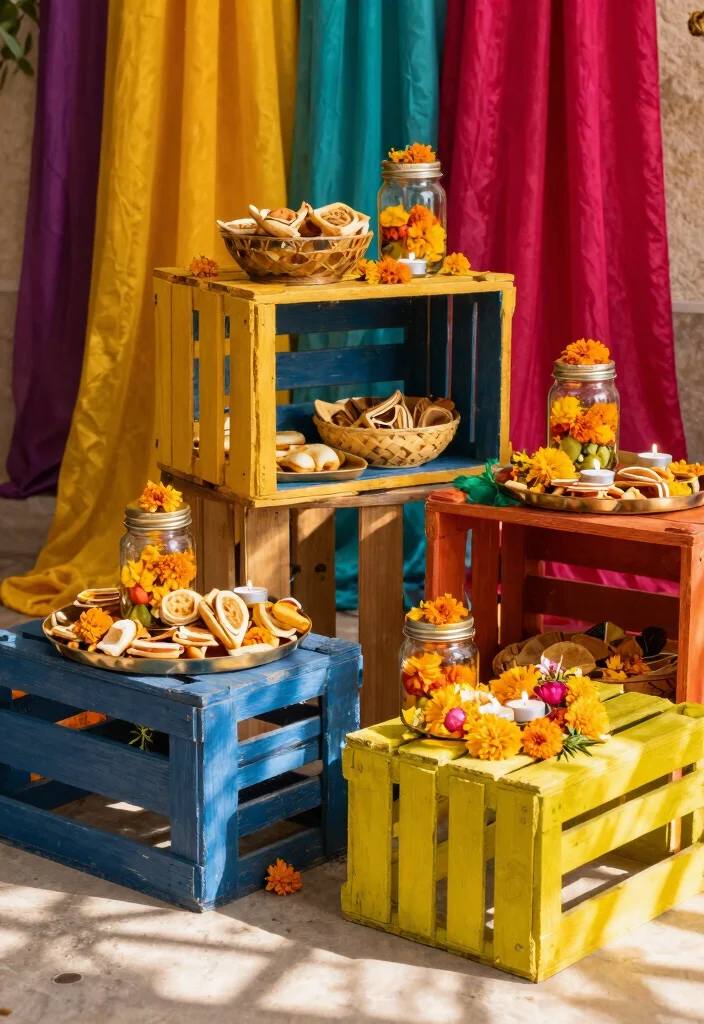 19 Haldi Decoration Ideas That Are Bright and Joyful - 2. Upcycled Decor Pieces 1