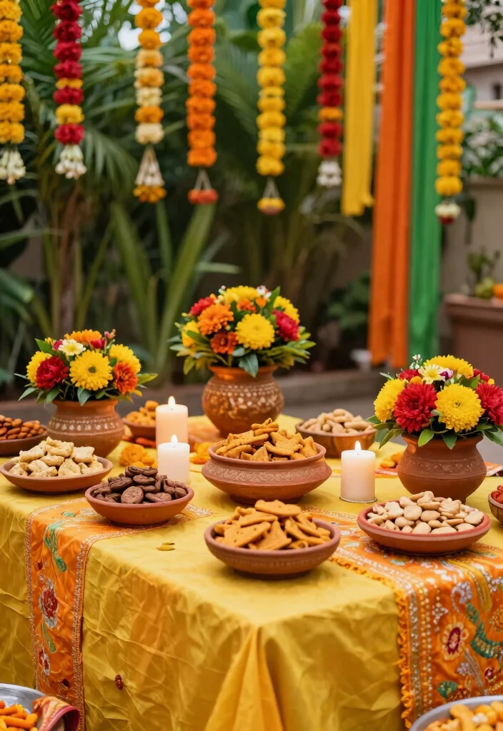 19 Haldi Decoration Ideas That Are Bright and Joyful - 3. Colorful Table Settings 1