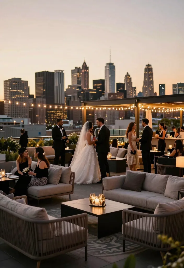 19 Luxury Wedding Ideas That Exude Elegance - 4. Glamorous Urban Rooftop 1
