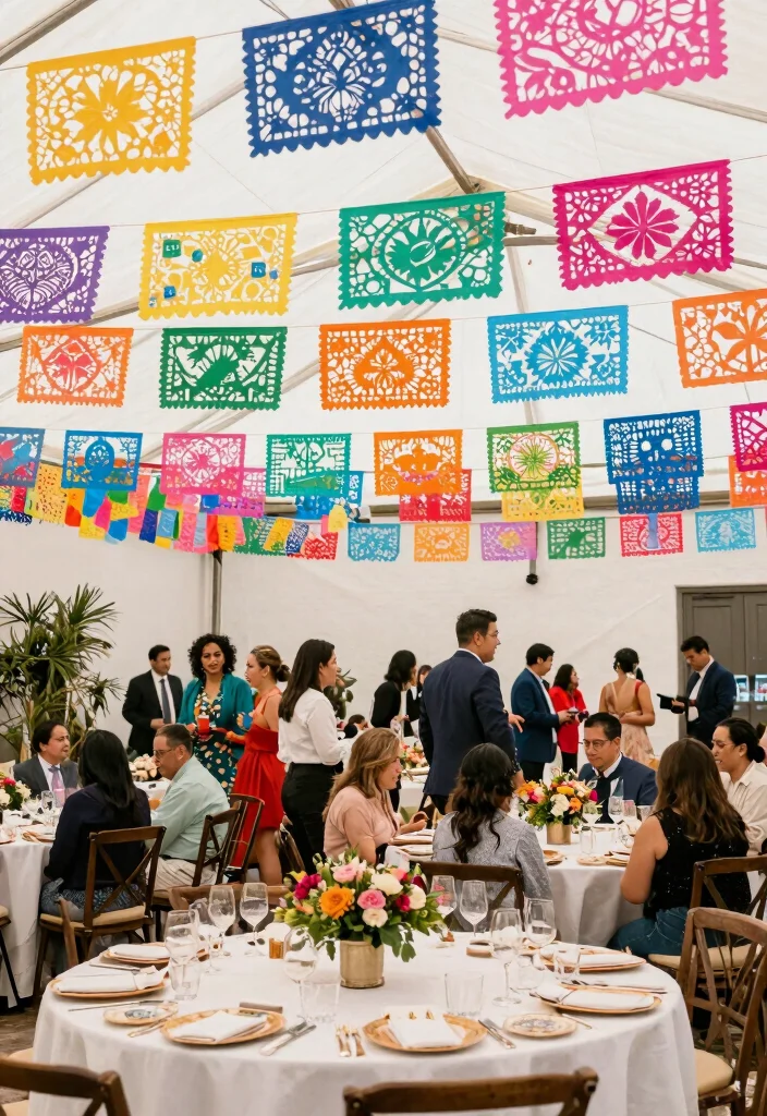 19 Mexican Wedding Ideas That Celebrate Culture - 3. Colorful Papel Picado Decor 1