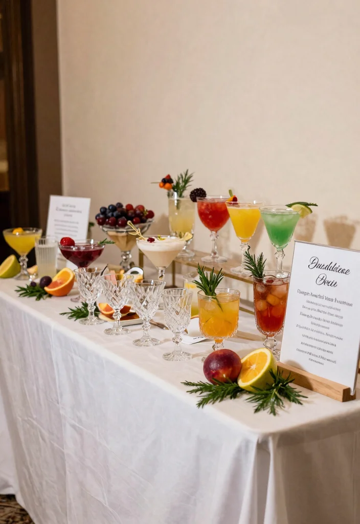 19 Quinceañera Decorations Ideas That Feel Royal - 10. Specialty Cocktail Station 1