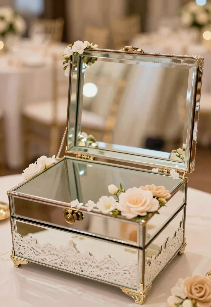 19 Wedding Card Box Ideas That Add Elegance - 17. Elegant Mirror Card Box 1