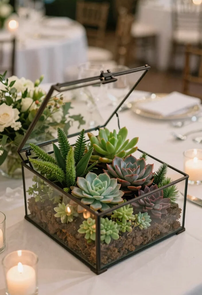 19 Wedding Card Box Ideas That Add Elegance - 4. Elegant Glass Terrarium Card Box 1