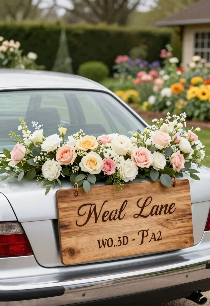 19 Wedding Cars Decoration Ideas That Make a Grand Entrance - 10. Personalized Décor 1