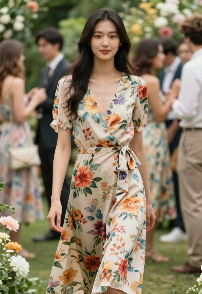 19 Wedding Guest Dress Ideas That Impress - 5. Floral Wrap Dresses for a Graceful Look 1
