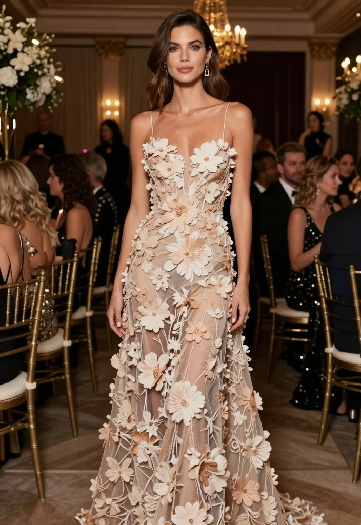 19 Wedding Guest Dress Ideas That Impress - 7. Sustainable Evening Gowns with 3D Floral Details 1