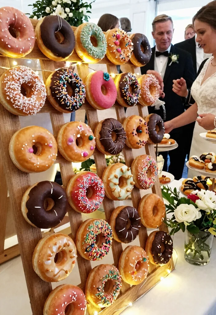 19 Wedding Ideas Food Stations and Menus Guests Will Remember - 1. Donut Wall 1