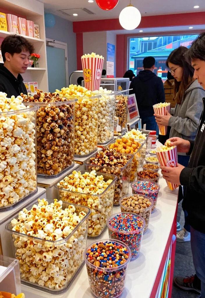 19 Wedding Ideas Food Stations and Menus Guests Will Remember - 17. Sweet and Savory Popcorn Bar 1