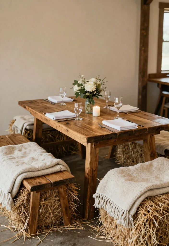 19 Wedding Sweetheart Table Ideas That Steal the Spotlight - 13. Rustic Seating Options 1