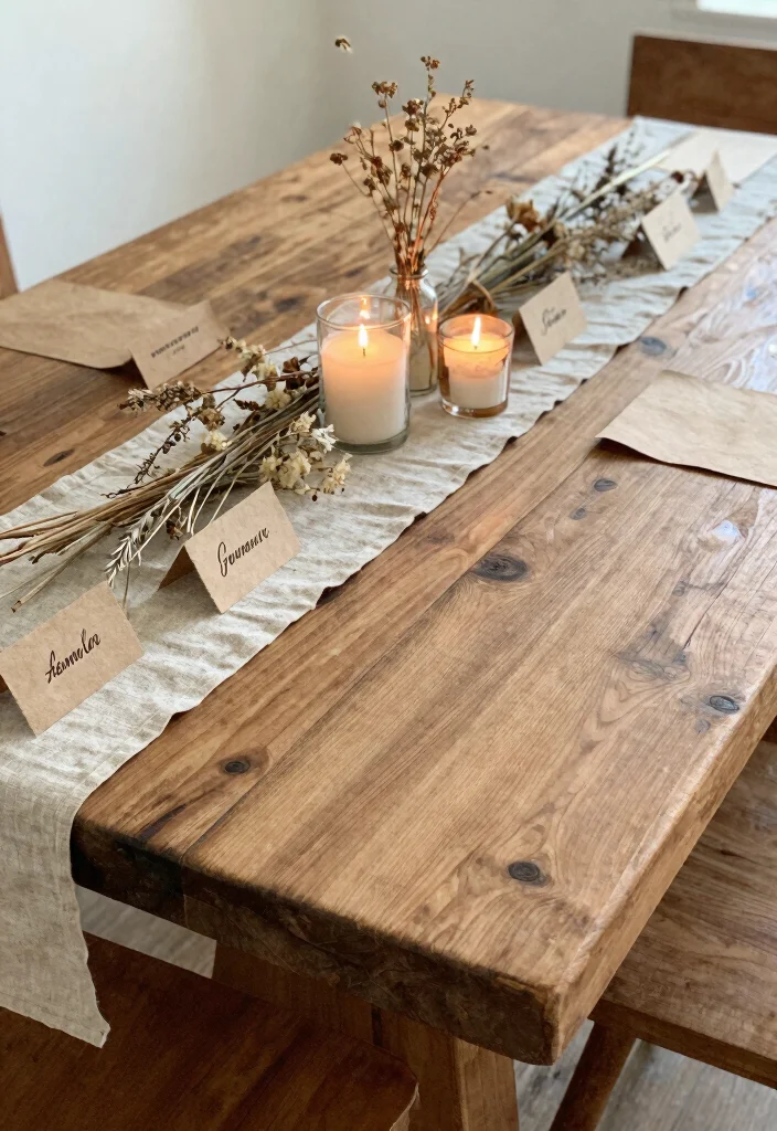 19 Wedding Sweetheart Table Ideas That Steal the Spotlight - 2. Reclaimed Wood Table Setting 1