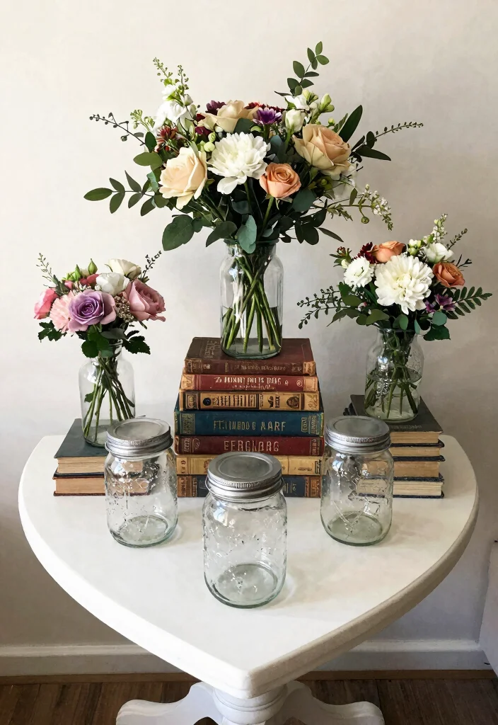 19 Wedding Sweetheart Table Ideas That Steal the Spotlight - 9. Upcycled Table Accents 1