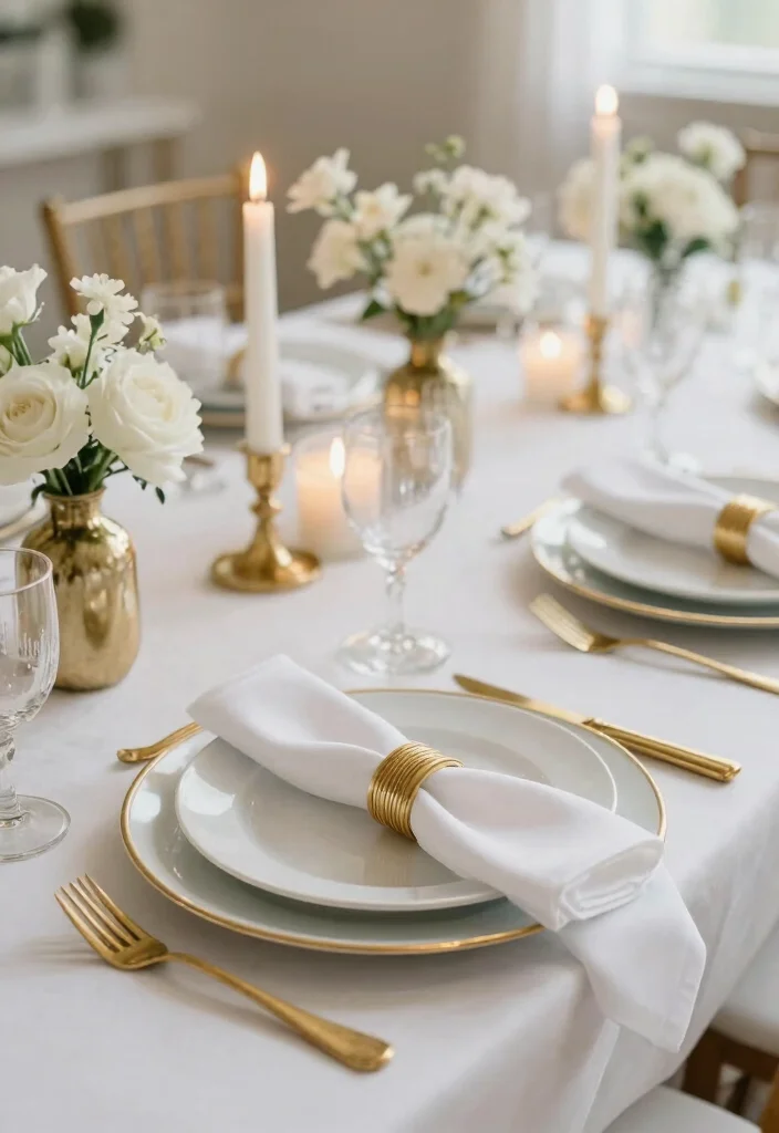 12 Gold and White Wedding Decorations That Don't Look Brassy - 1. Golden Table Accents 1